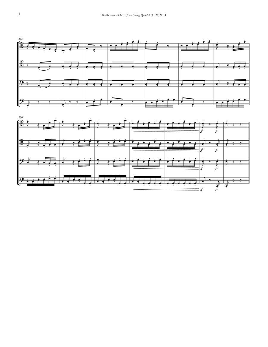 Scherzo from String Quartet Op. 18, No. 4 for Trombone Quartet Trombone Quartet scores gallery preview page 4