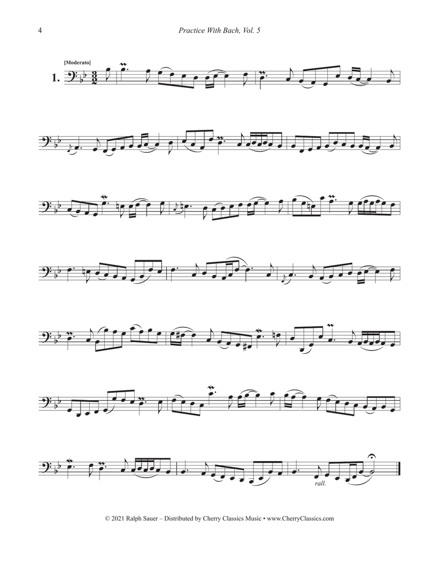 Practice With Bach for the Tuba Volume 5 by Ralph Sauer Tuba - Sheet Music page 3