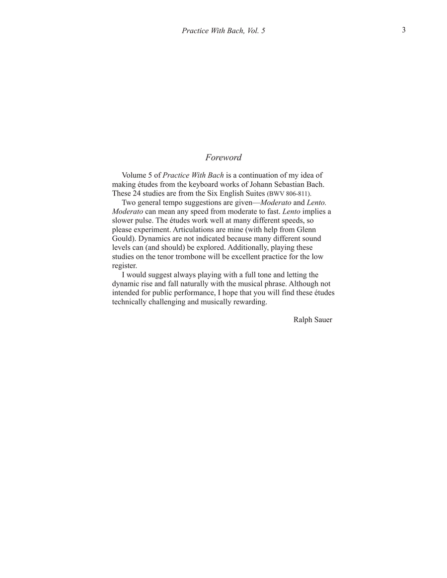 Practice With Bach for the Bass Trombone Volume 5 by Ralph Sauer Trombone - Sheet Music page 2