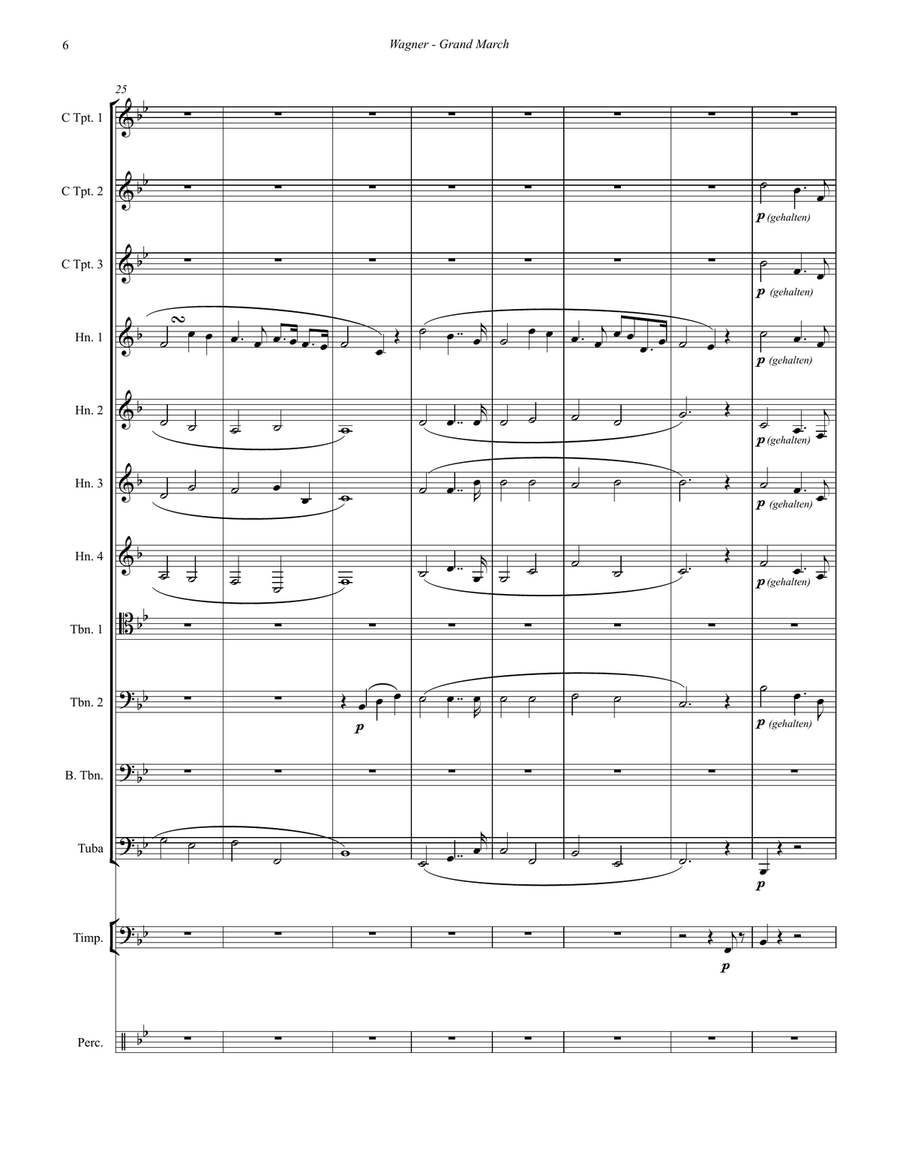 Grand March from Tannhauser for Brass Ensemble, Timpani and Percussion Percussion scores gallery preview page 3