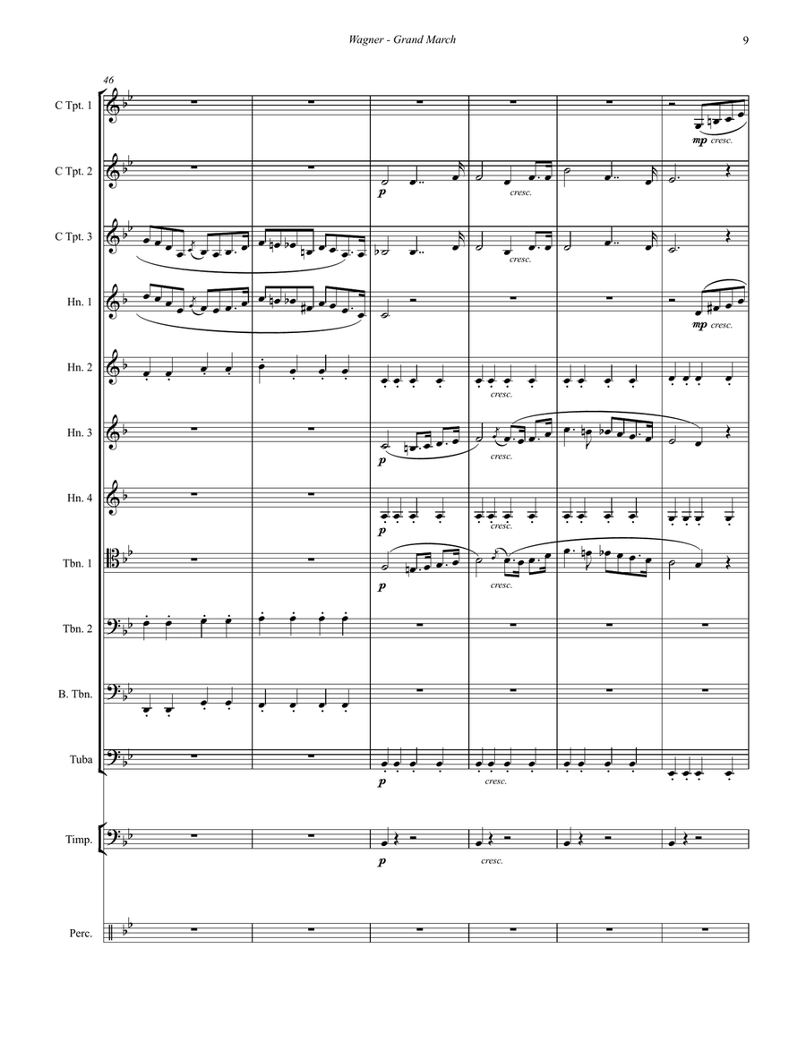 Grand March from Tannhauser for Brass Ensemble, Timpani and Percussion Percussion scores gallery preview page 4