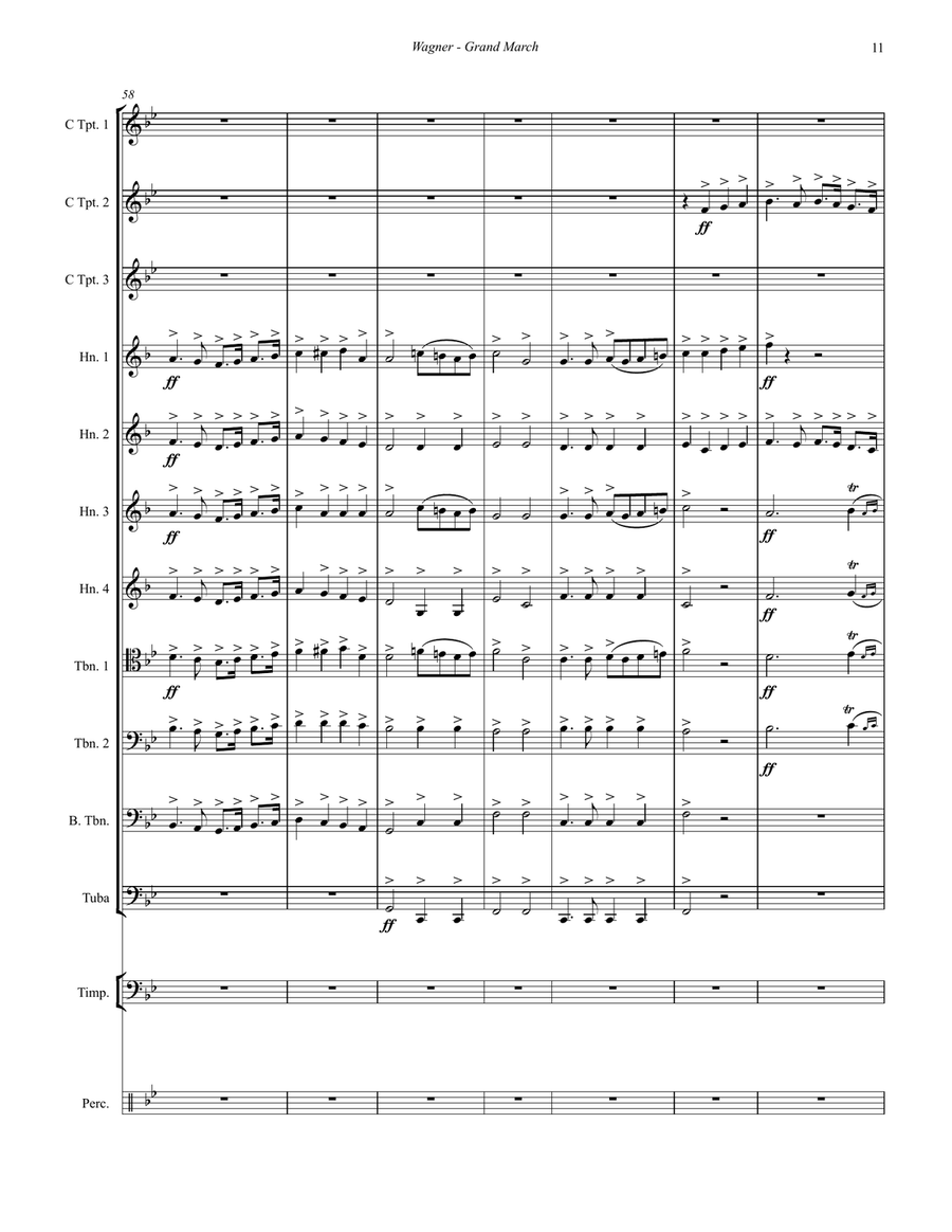 Grand March from Tannhauser for Brass Ensemble, Timpani and Percussion Percussion scores gallery preview page 5