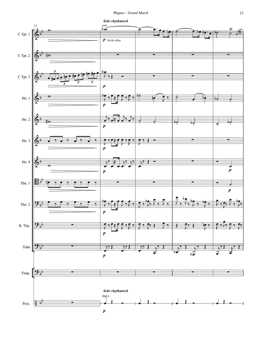 Grand March from Tannhauser for Brass Ensemble, Timpani and Percussion Percussion scores gallery preview page 6