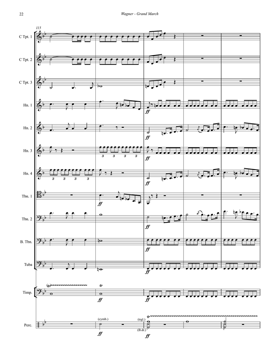Grand March from Tannhauser for Brass Ensemble, Timpani and Percussion Percussion scores gallery preview page 7