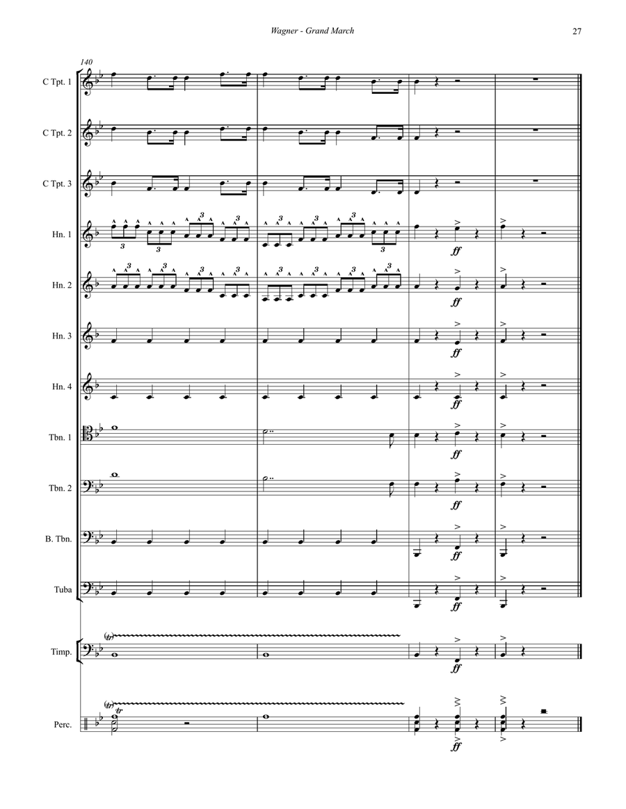 Grand March from Tannhauser for Brass Ensemble, Timpani and Percussion Percussion scores gallery preview page 8