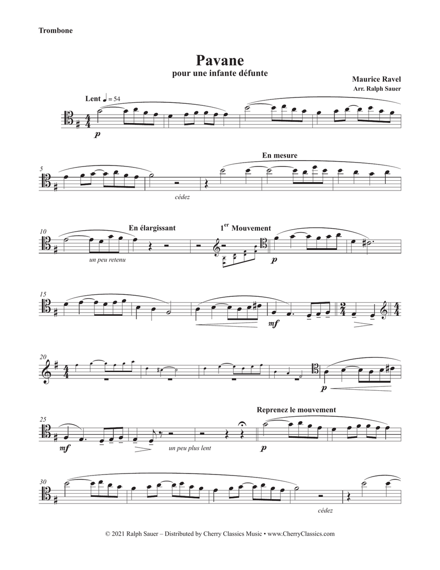 Pavane pour une infante défunte for Trombone and Piano Piano Accompaniment scores gallery preview page 2