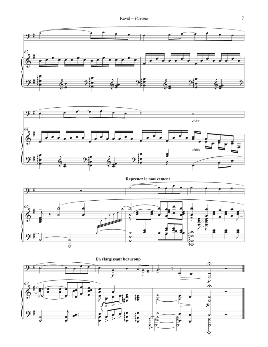 Pavane pour une infante défunte for Tuba or Bass Trombone and Piano Bass Trombone scores gallery preview page 4