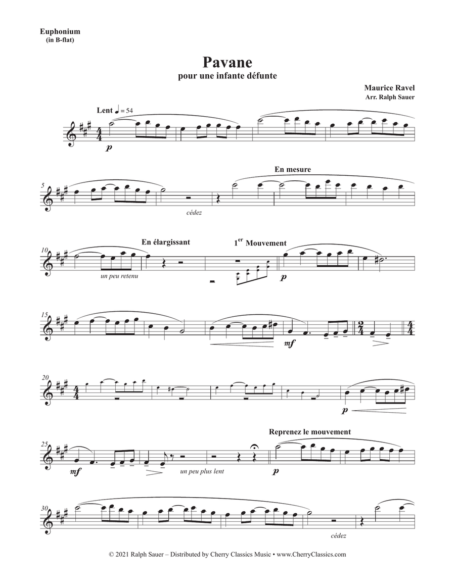 Pavane pour une infante défunte for Euphonium and Piano accompaniment Euphonium scores gallery preview page 3
