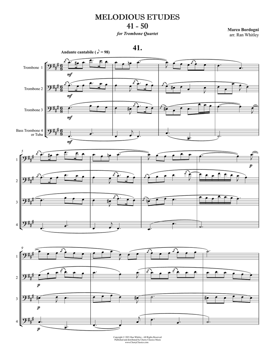 Melodious Etudes 41-50 for Trombone Quartet Trombone Quartet scores gallery preview page 2