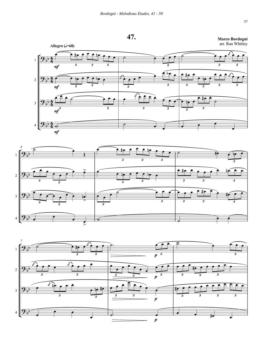 Melodious Etudes 41-50 for Trombone Quartet Trombone Quartet scores gallery preview page 3