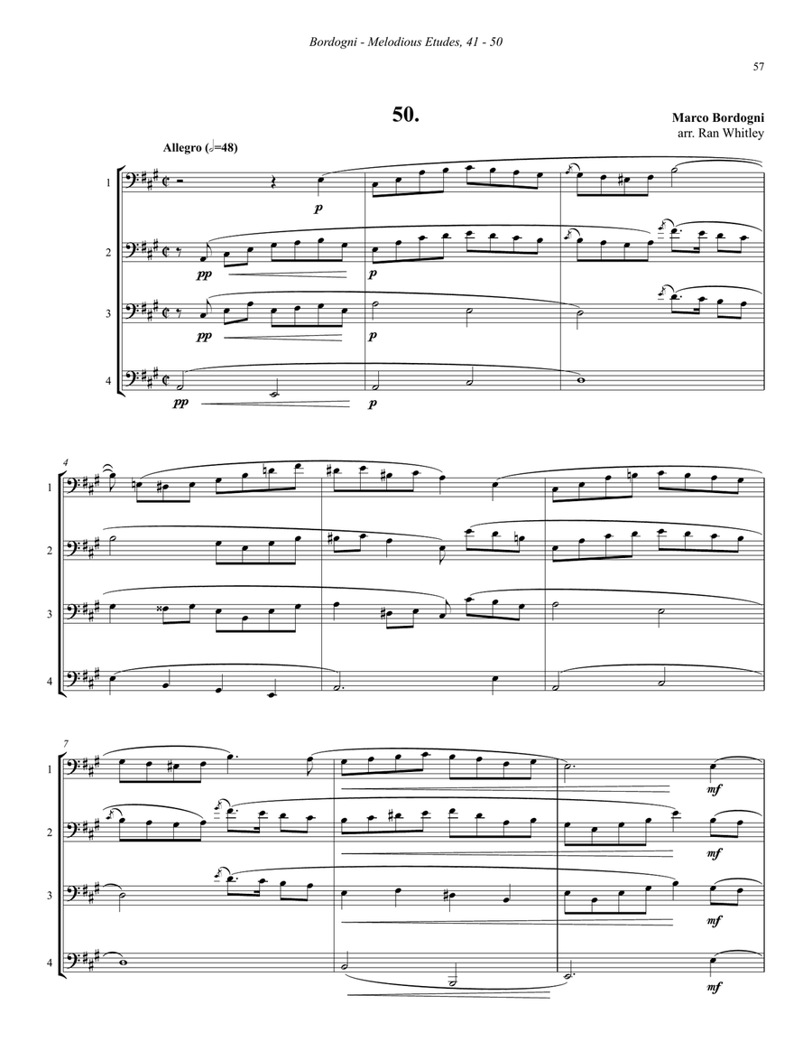 Melodious Etudes 41-50 for Trombone Quartet Trombone Quartet scores gallery preview page 4