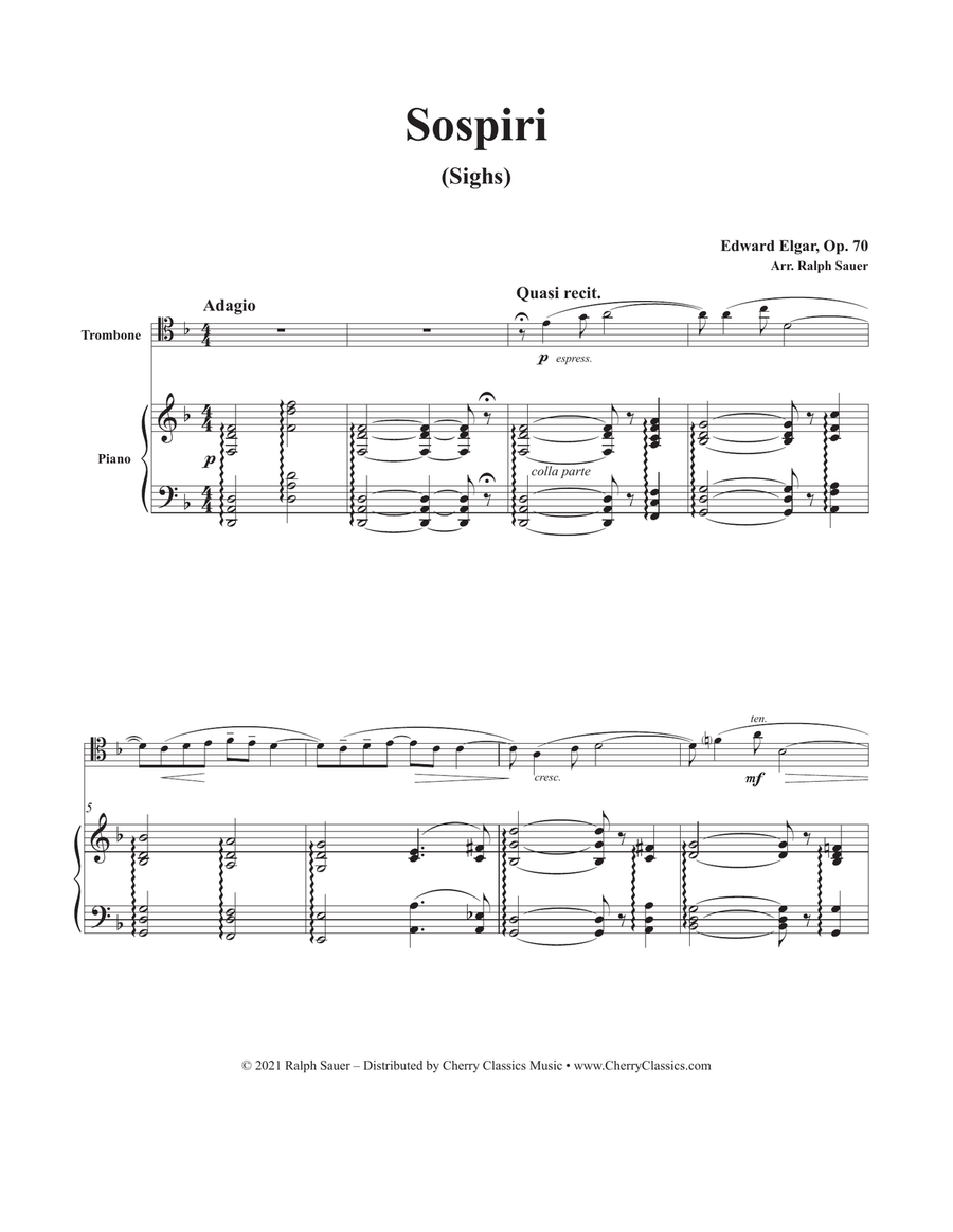 Sospiri for Trombone and Piano Piano Accompaniment scores gallery preview page 2