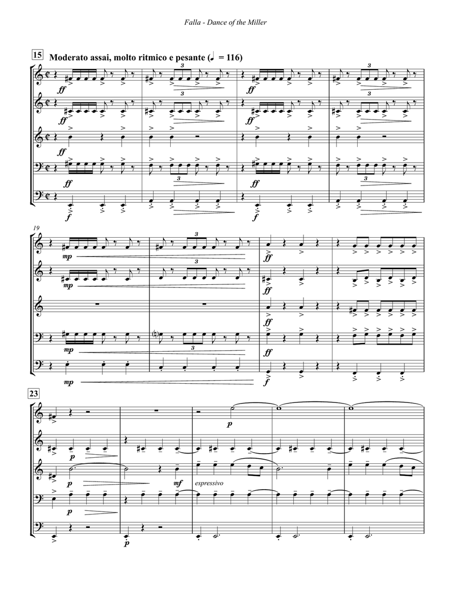 Dance of the Miller from the Three-Cornered Hat for Brass Quintet Brass Quintet scores gallery preview page 3