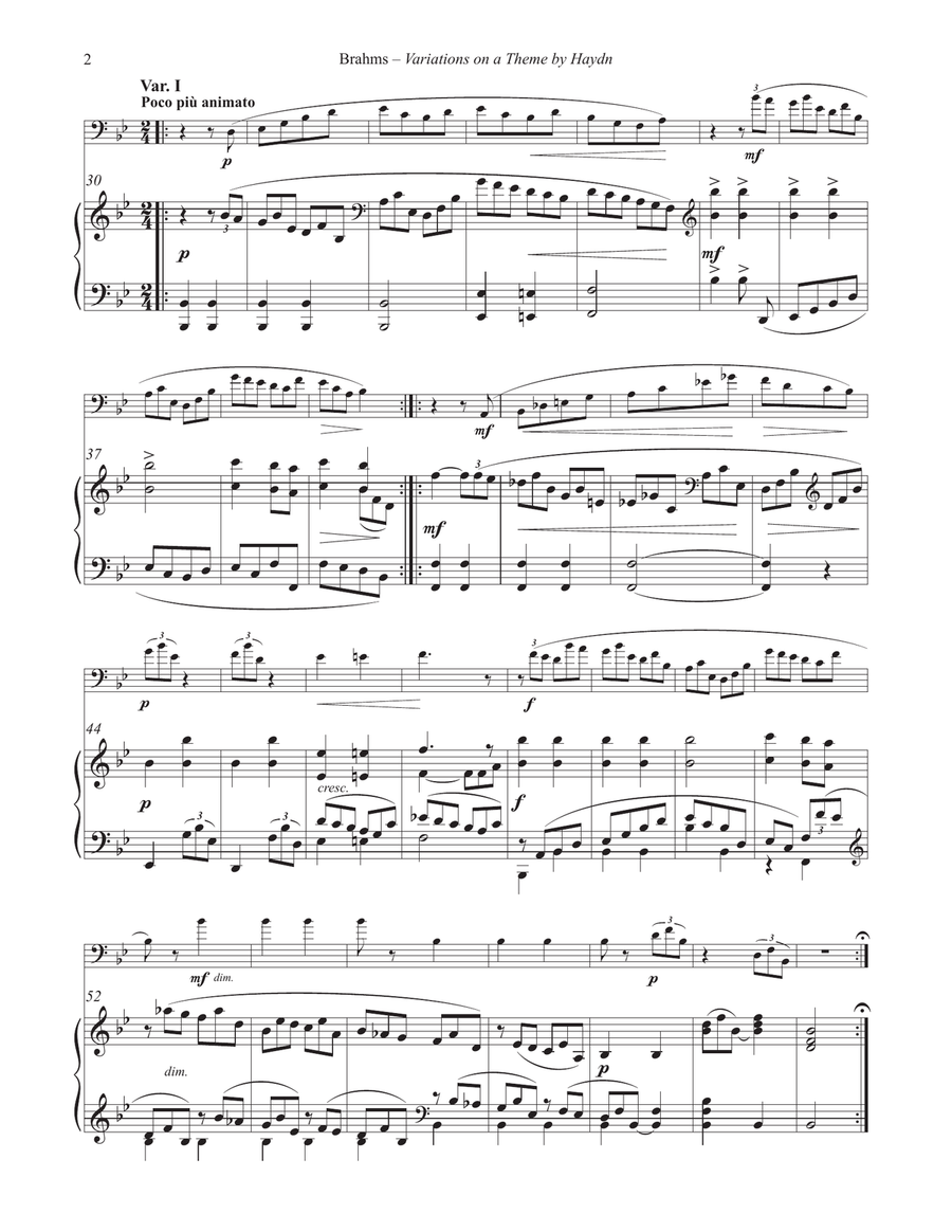 Variations on a Theme by Haydn for Euphonium and Piano Euphonium scores gallery preview page 3