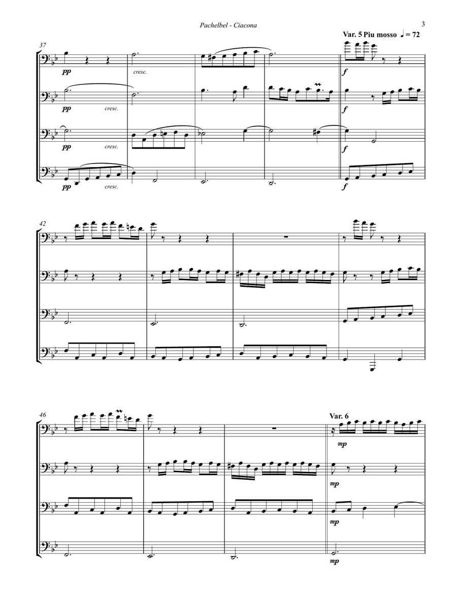Ciacona - Theme & 22 Variations for Tuba Quartet Tuba Quartet scores gallery preview page 3