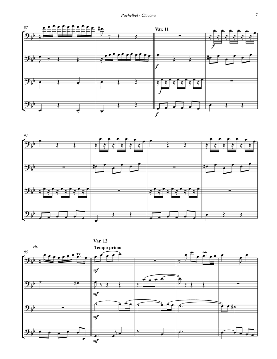 Ciacona - Theme & 22 Variations for Tuba Quartet Tuba Quartet scores gallery preview page 4