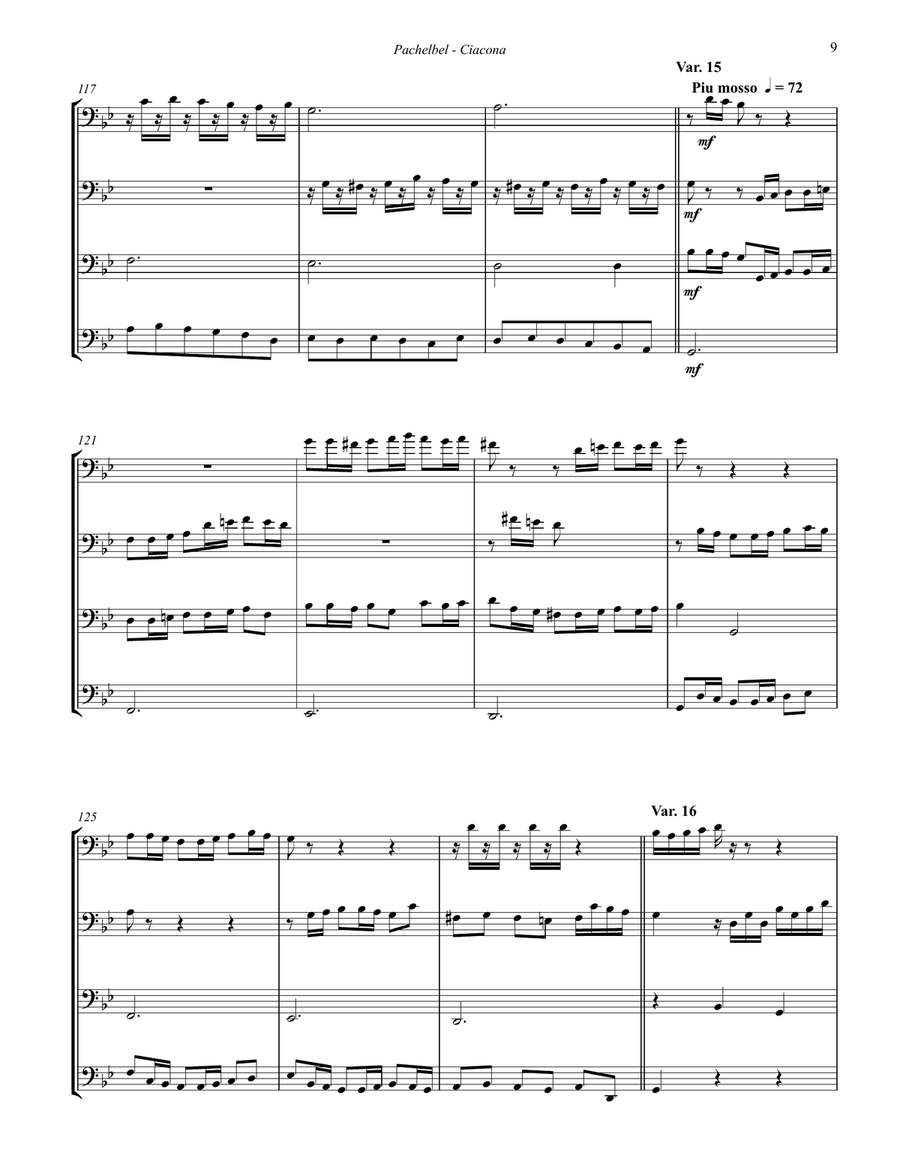 Ciacona - Theme & 22 Variations for Tuba Quartet Tuba Quartet scores gallery preview page 5