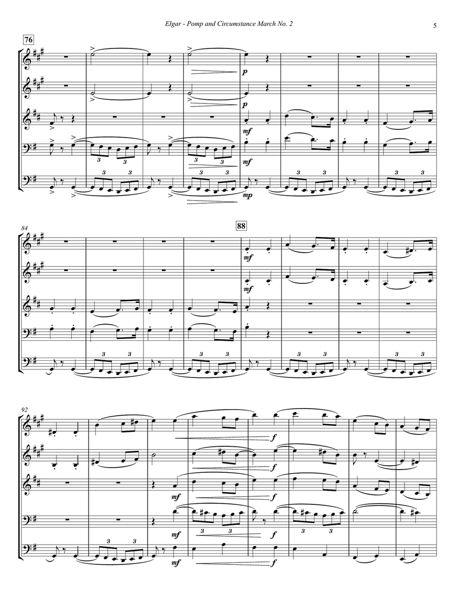 Pomp and Circumstance March No. 2 for Brass Quintet Brass Quintet scores gallery preview page 3