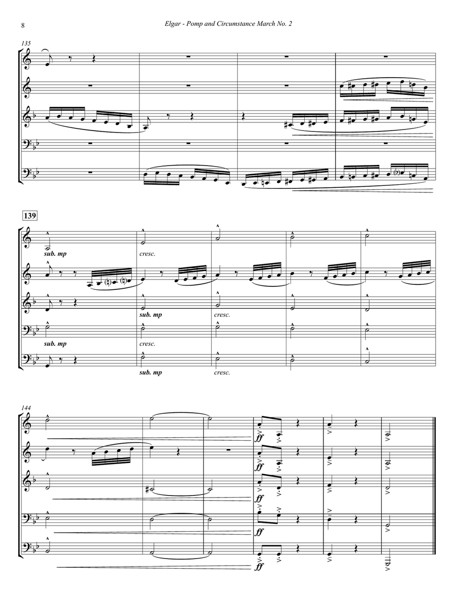 Pomp and Circumstance March No. 2 for Brass Quintet Brass Quintet scores gallery preview page 4