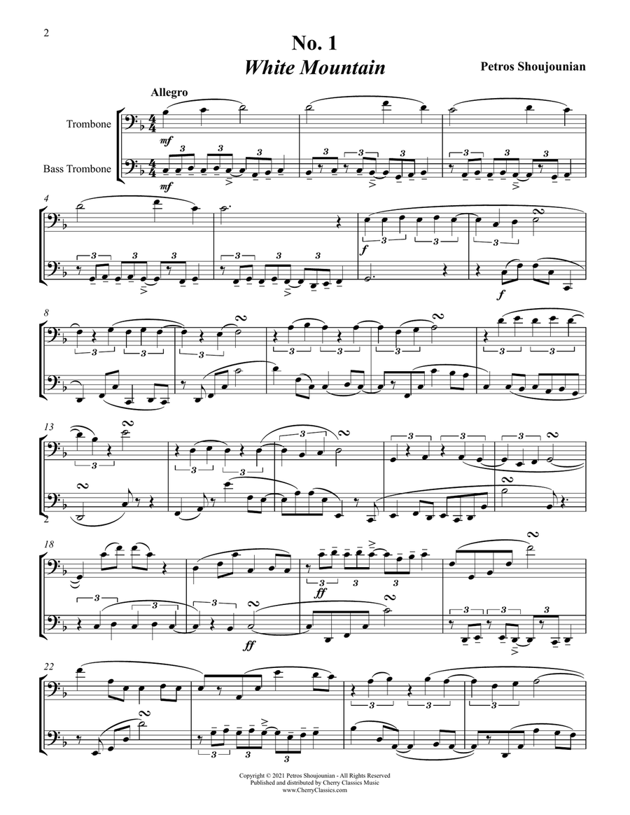 Twelve Duos for Trombones based on Armenian Folk Songs Brass Duet scores gallery preview page 3