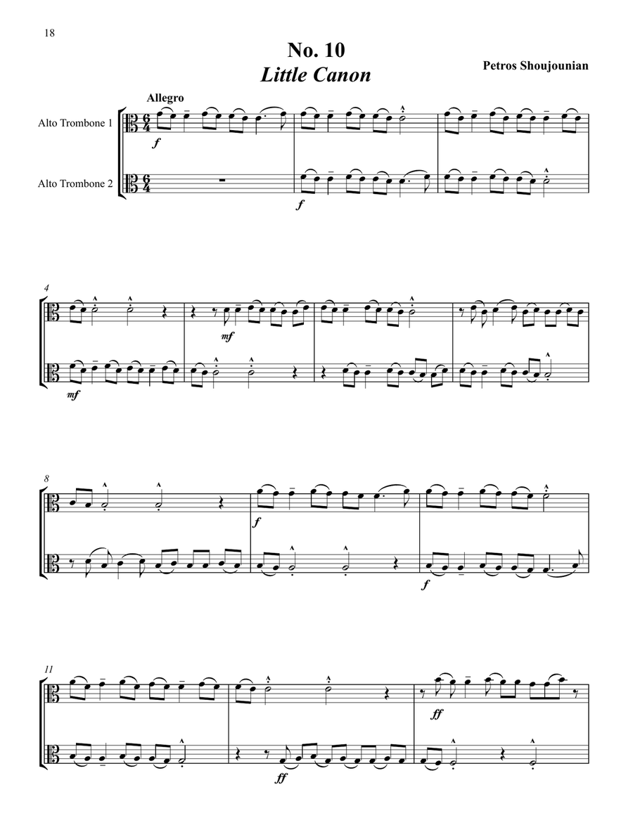 Twelve Duos for Trombones based on Armenian Folk Songs Brass Duet scores gallery preview page 5