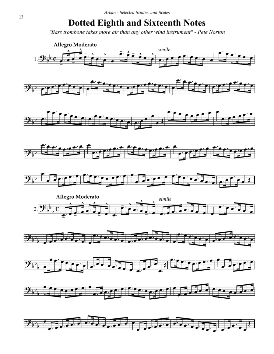Selected Studies and Scales for Bass Trombone or Tuba Trombone scores gallery preview page 6