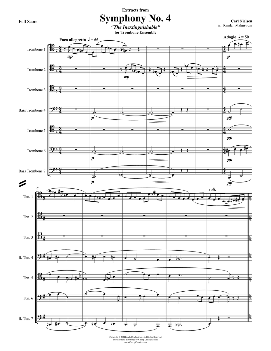 Symphony No. 4 Extracts for 7-part Trombone Ensemble Trombone scores gallery preview page 2