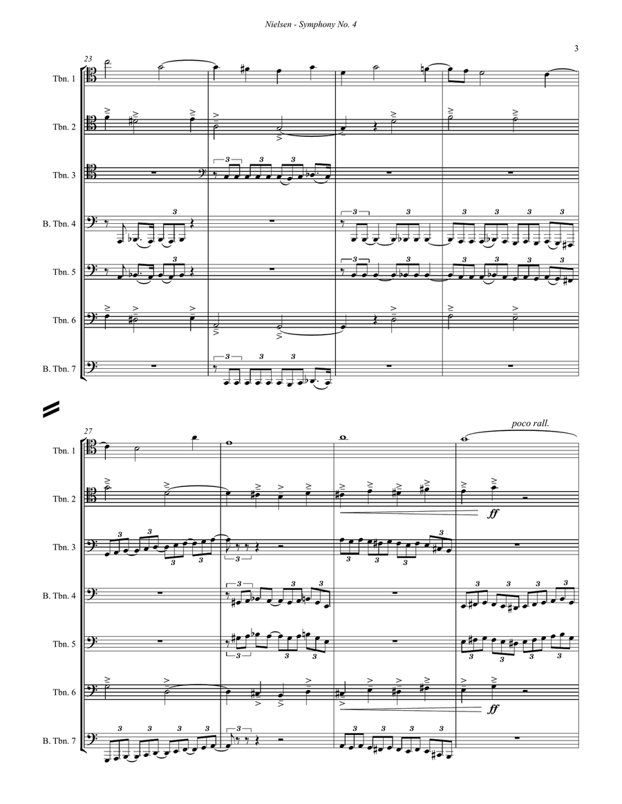Symphony No. 4 Extracts for 7-part Trombone Ensemble Trombone scores gallery preview page 3