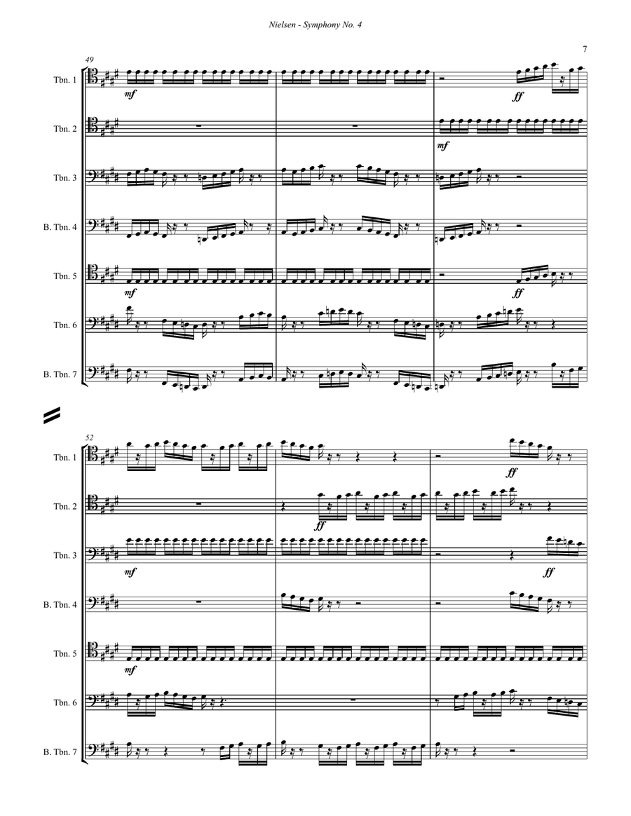 Symphony No. 4 Extracts for 7-part Trombone Ensemble Trombone scores gallery preview page 4