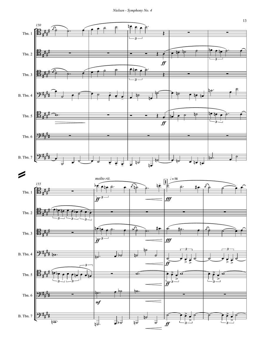 Symphony No. 4 Extracts for 7-part Trombone Ensemble Trombone scores gallery preview page 5