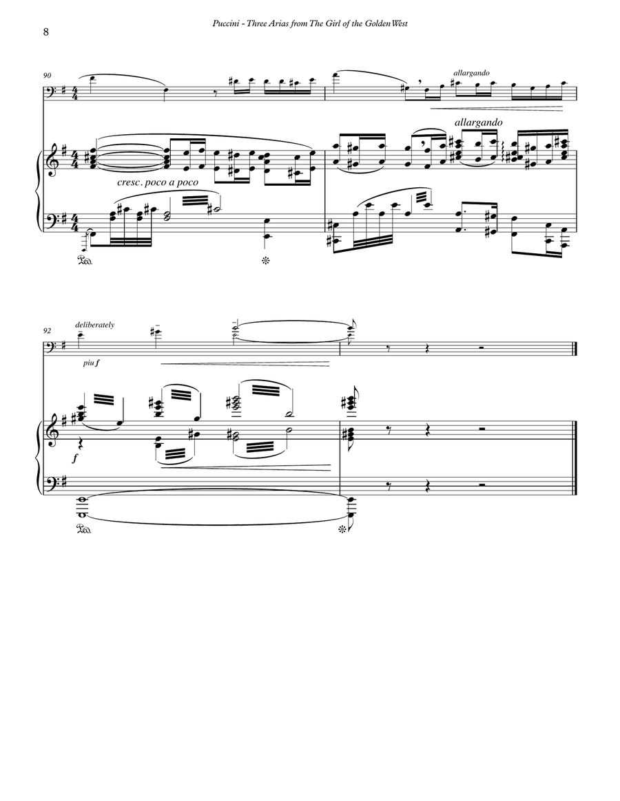 Three Arias from the opera The Girl of the Golden West for Trombone and Piano Piano Accompaniment scores gallery preview page 5