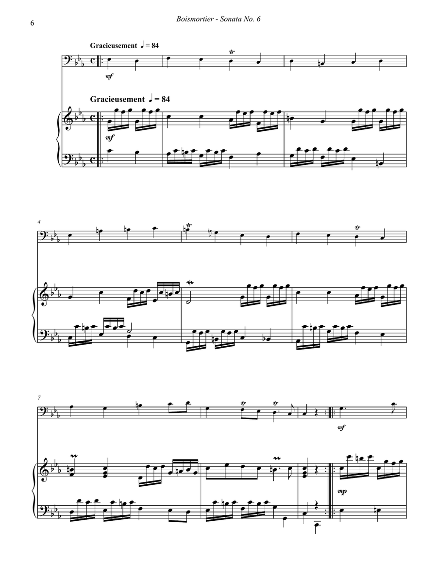 Sonata No. 6 in C minor for Tuba or Bass Trombone and Piano Bass Trombone scores gallery preview page 3