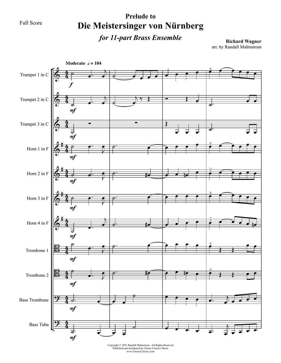Prelude to Die Meistersigner for 11-part Brass Ensemble Score scores gallery preview page 2