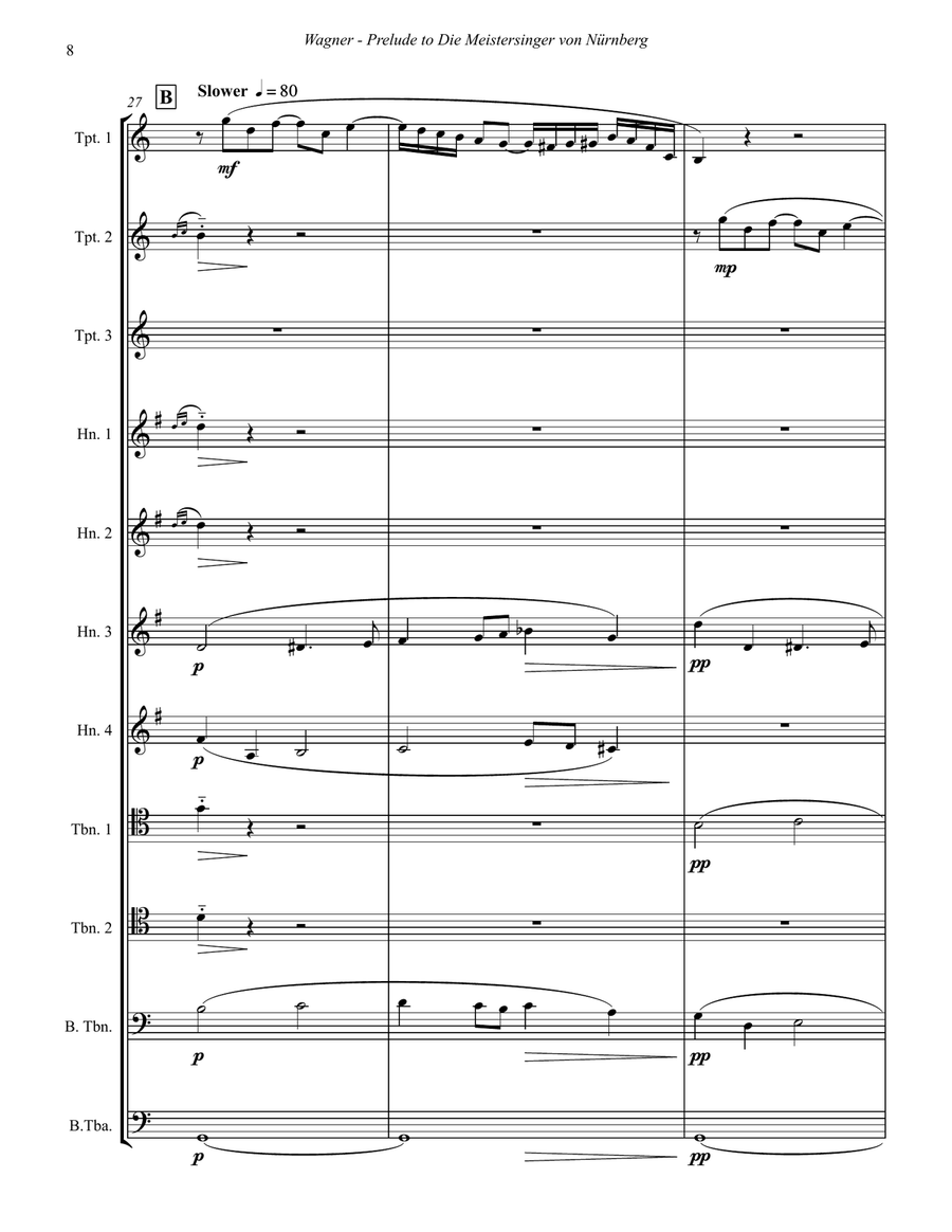 Prelude to Die Meistersigner for 11-part Brass Ensemble Score scores gallery preview page 3
