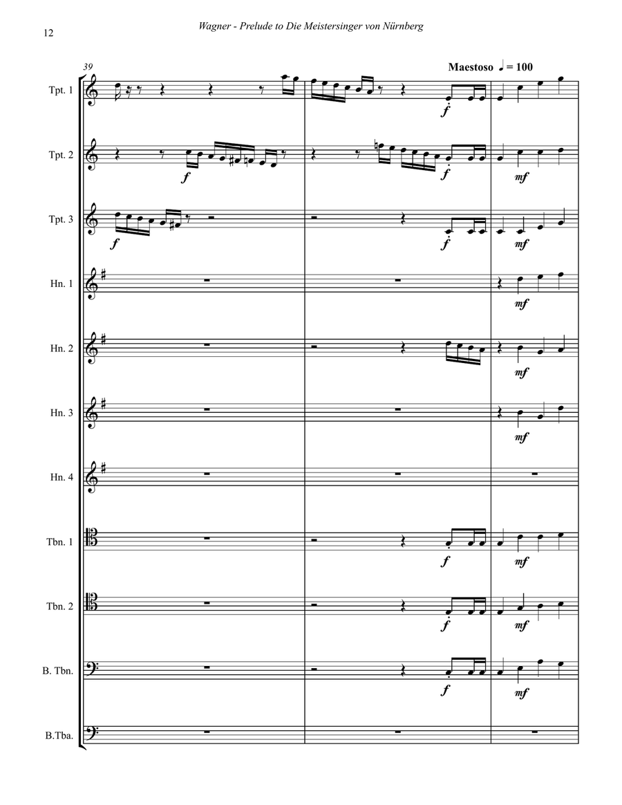 Prelude to Die Meistersigner for 11-part Brass Ensemble Score scores gallery preview page 4