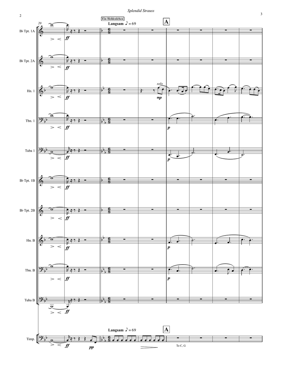 Splendid Strauss for 10-part Brass Ensemble & Timpani Percussion scores gallery preview page 3