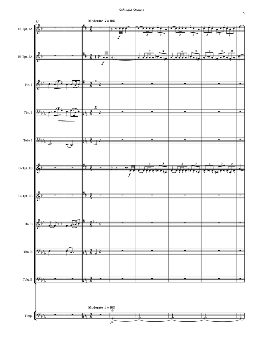 Splendid Strauss for 10-part Brass Ensemble & Timpani Percussion scores gallery preview page 4