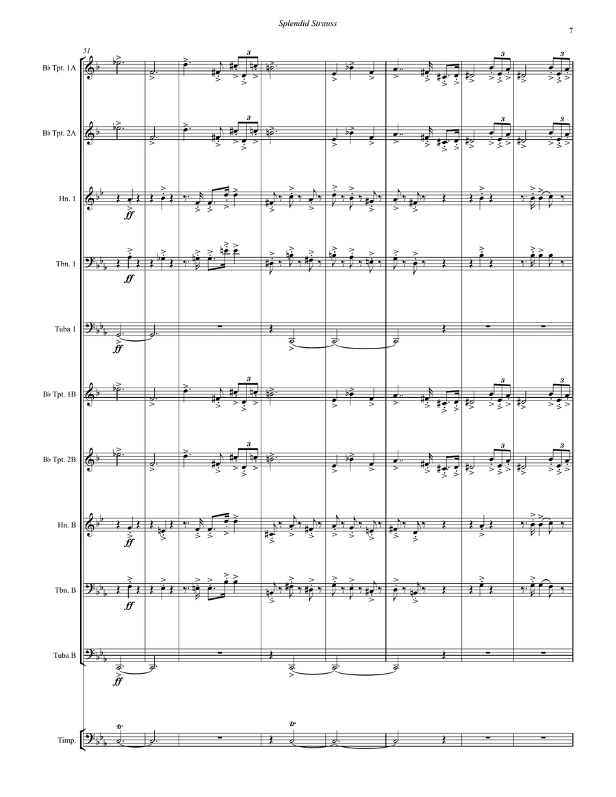 Splendid Strauss for 10-part Brass Ensemble & Timpani Percussion scores gallery preview page 5