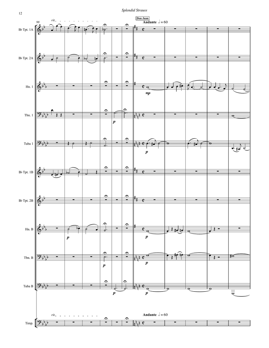 Splendid Strauss for 10-part Brass Ensemble & Timpani Percussion scores gallery preview page 6