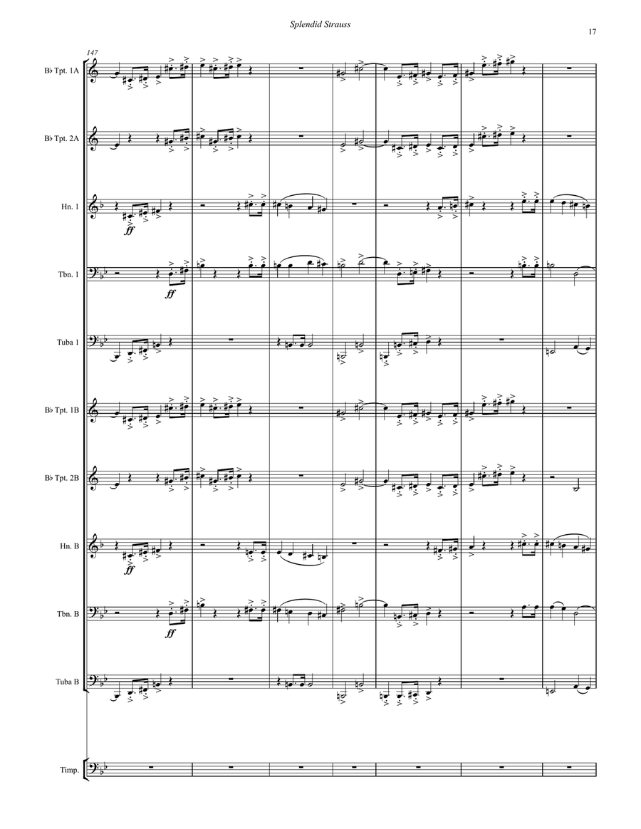 Splendid Strauss for 10-part Brass Ensemble & Timpani Percussion scores gallery preview page 8
