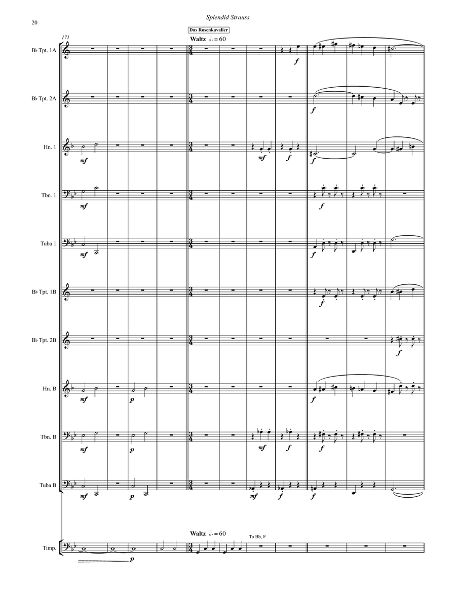 Splendid Strauss for 10-part Brass Ensemble & Timpani Percussion scores gallery preview page 9