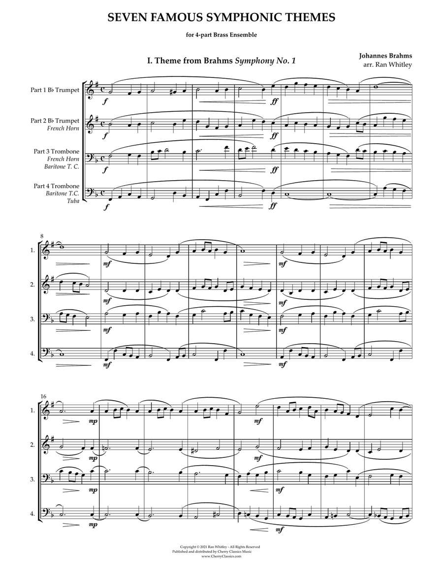 Seven Famous Symphonic Themes for 4-part Brass Ensemble 4-Part scores gallery preview page 2