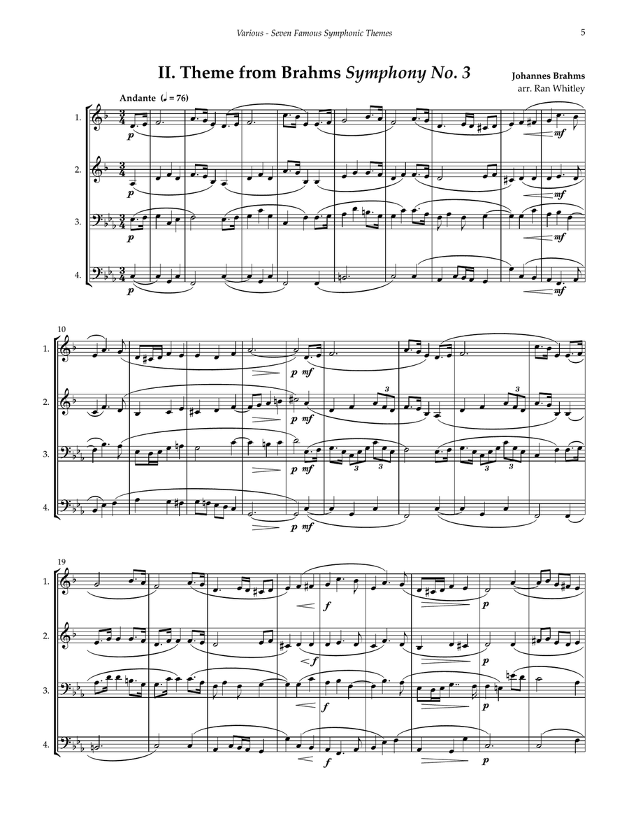 Seven Famous Symphonic Themes for 4-part Brass Ensemble 4-Part scores gallery preview page 3