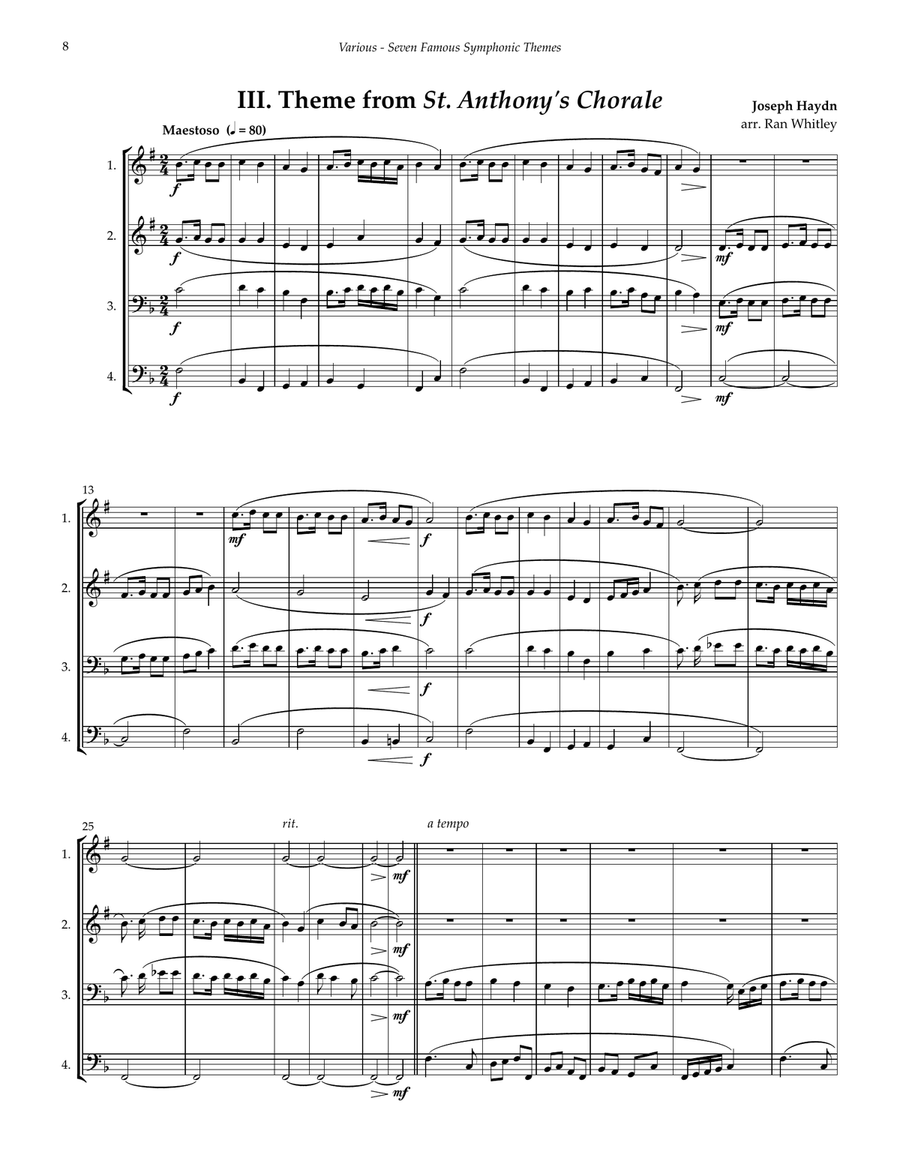 Seven Famous Symphonic Themes for 4-part Brass Ensemble 4-Part scores gallery preview page 4