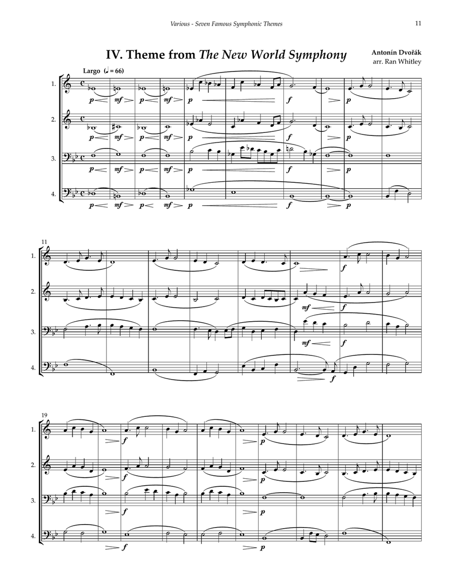Seven Famous Symphonic Themes for 4-part Brass Ensemble 4-Part scores gallery preview page 5