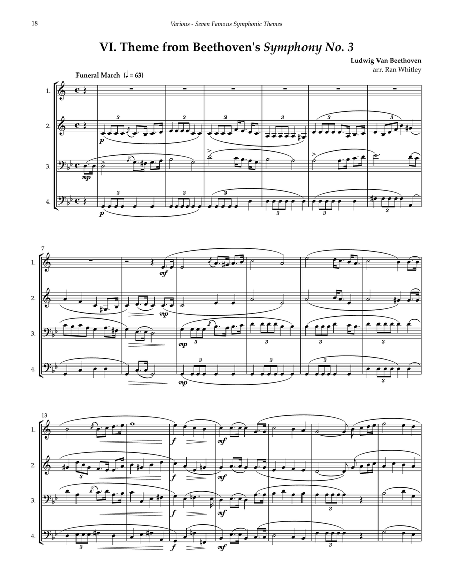 Seven Famous Symphonic Themes for 4-part Brass Ensemble 4-Part scores gallery preview page 7