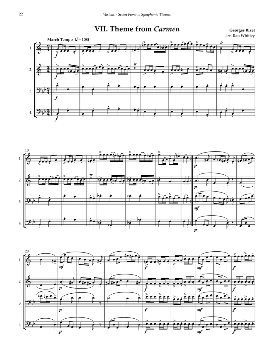 Seven Famous Symphonic Themes for 4-part Brass Ensemble 4-Part scores gallery preview page 8
