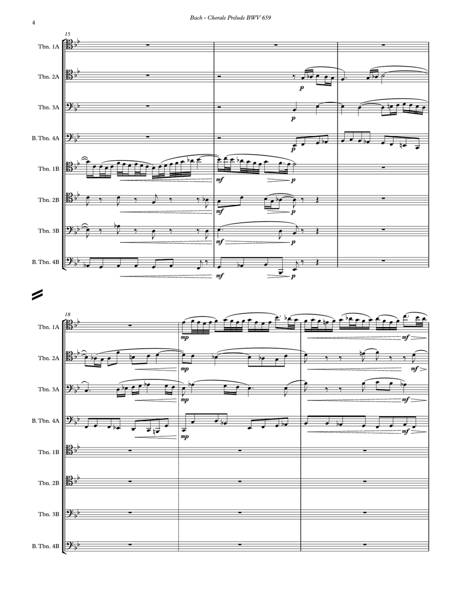 Chorale Prelude BWV 659 for 8-part Trombone Ensemble Score scores gallery preview page 4