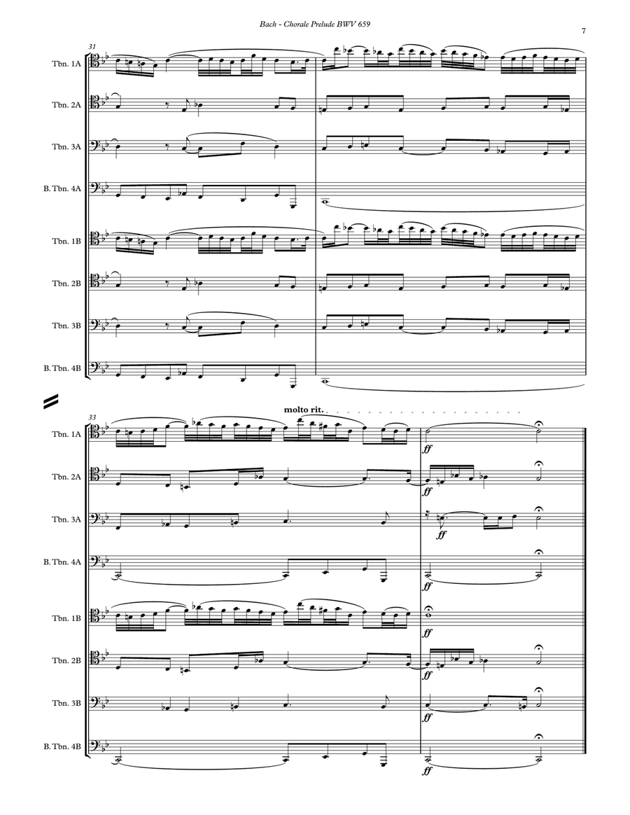 Chorale Prelude BWV 659 for 8-part Trombone Ensemble Score scores gallery preview page 5