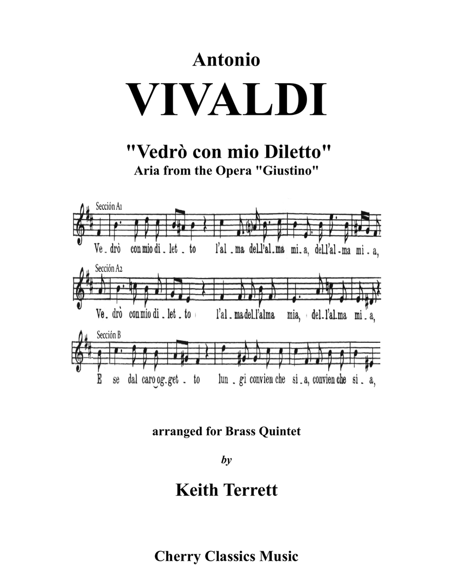 Vedrò con mio Diletto aria Piccolo Trumpet solo w Brass Quintet Brass Quintet scores gallery preview page 2
